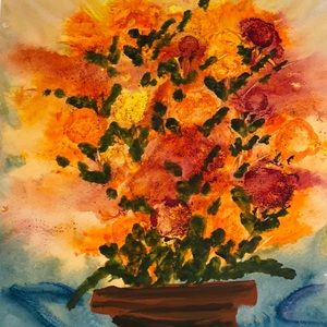 Original Watercolor 16x20 Vibrant Flowers